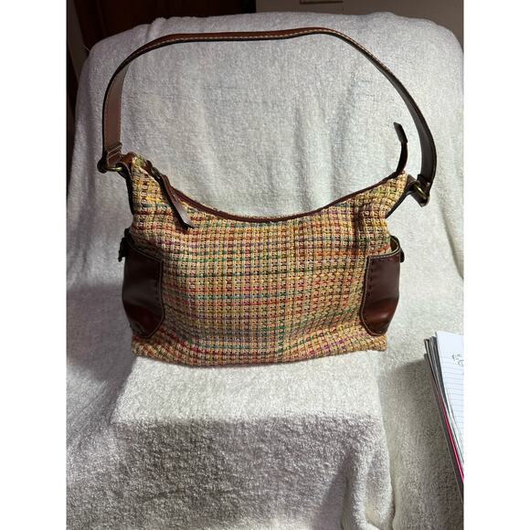 Fossil Purse Handbag Multi Colored Straw Woven And Leather - Picture 2 of 6